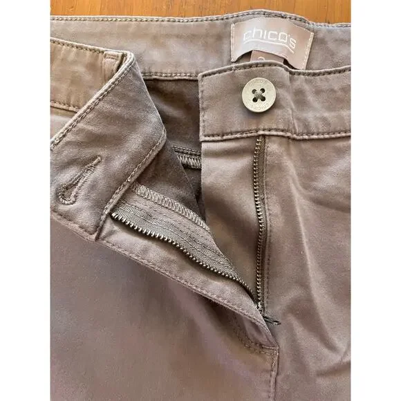Chico's Womens Pants Size 2.5 (L/14) Stretch Cotton Rayon Spandex Brown - Picture 3 of 9
